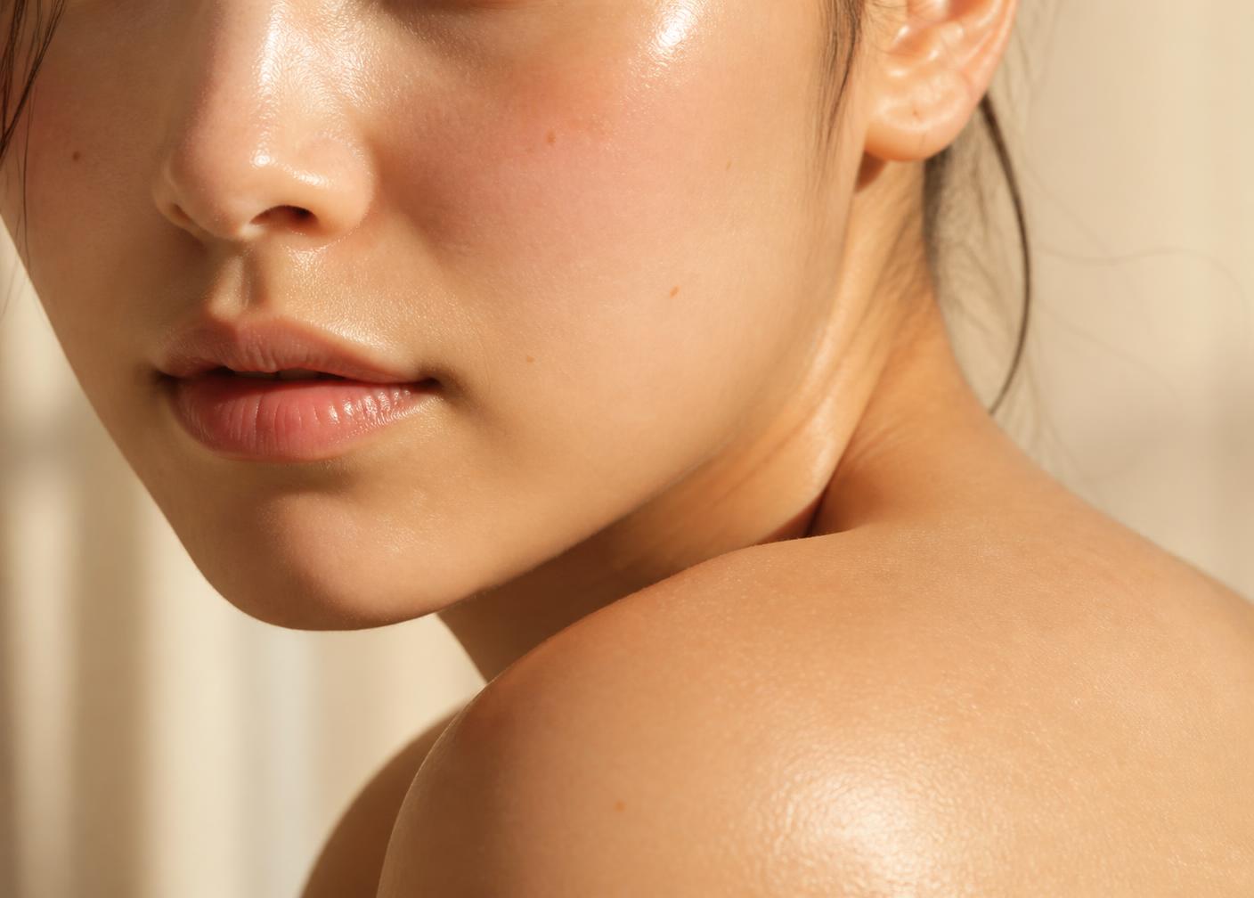 Close-up of hydrated, luminous skin after a course of Ageless IV nutrient therapy